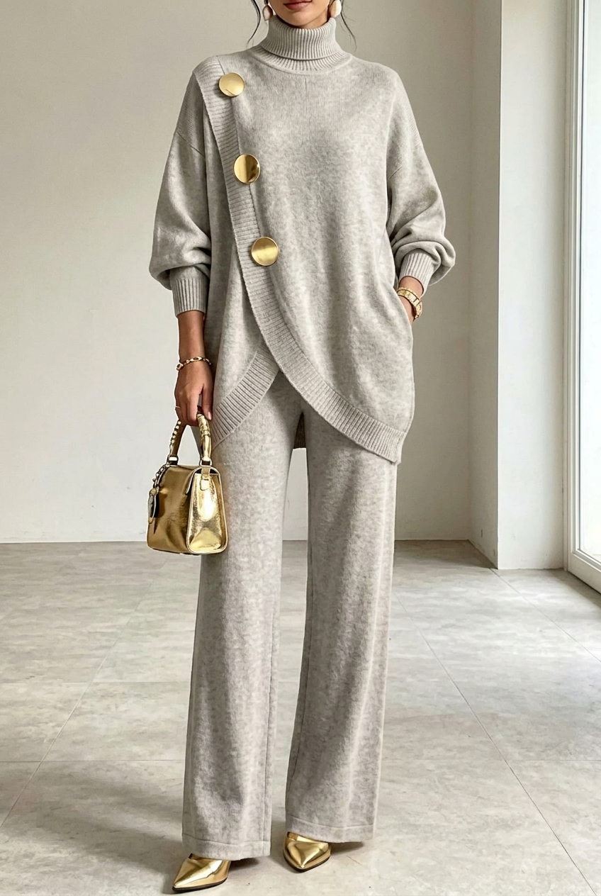 Completo da Donna con Dolcevita e Pantaloni a Gamba Larga