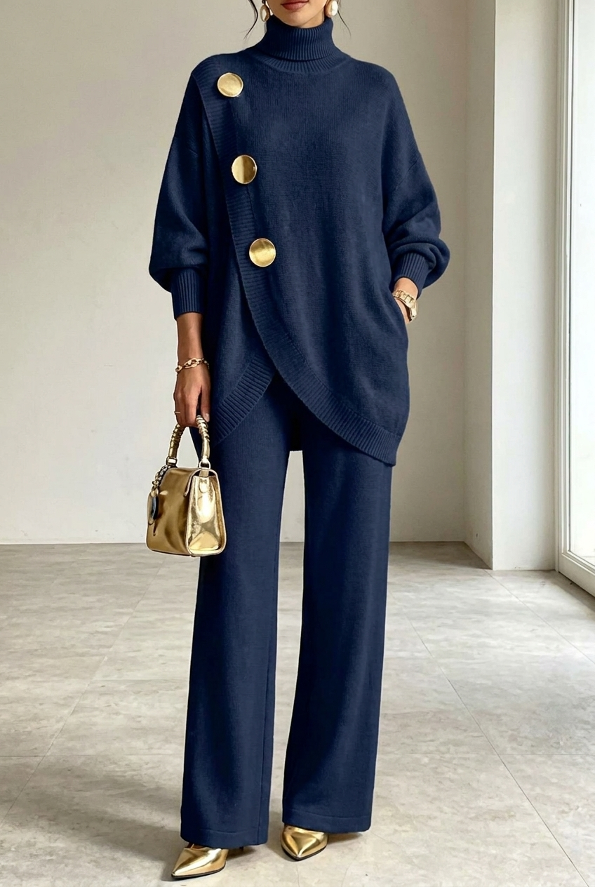 Completo da Donna con Dolcevita e Pantaloni a Gamba Larga