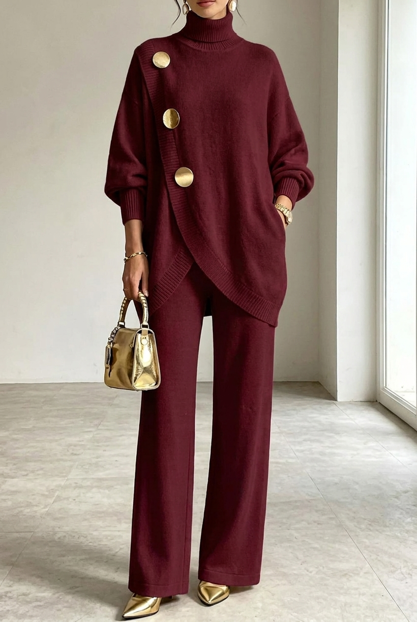 Completo da Donna con Dolcevita e Pantaloni a Gamba Larga