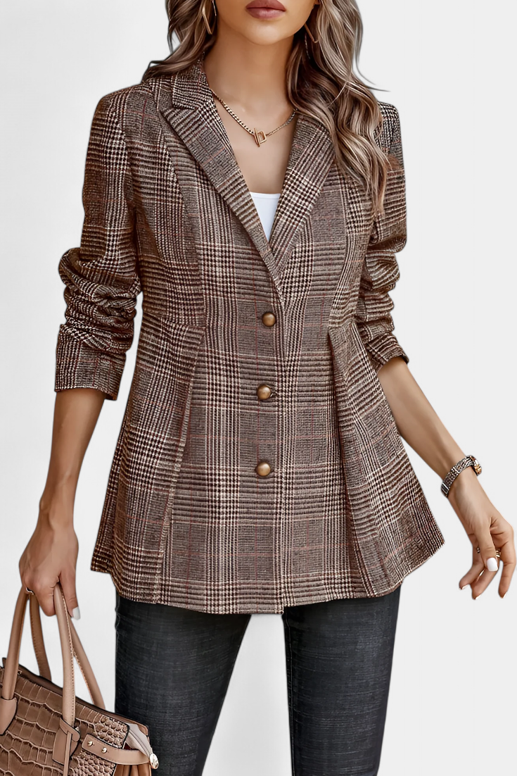 Kalani - Blazer elegante e versatile con peplum e plaid