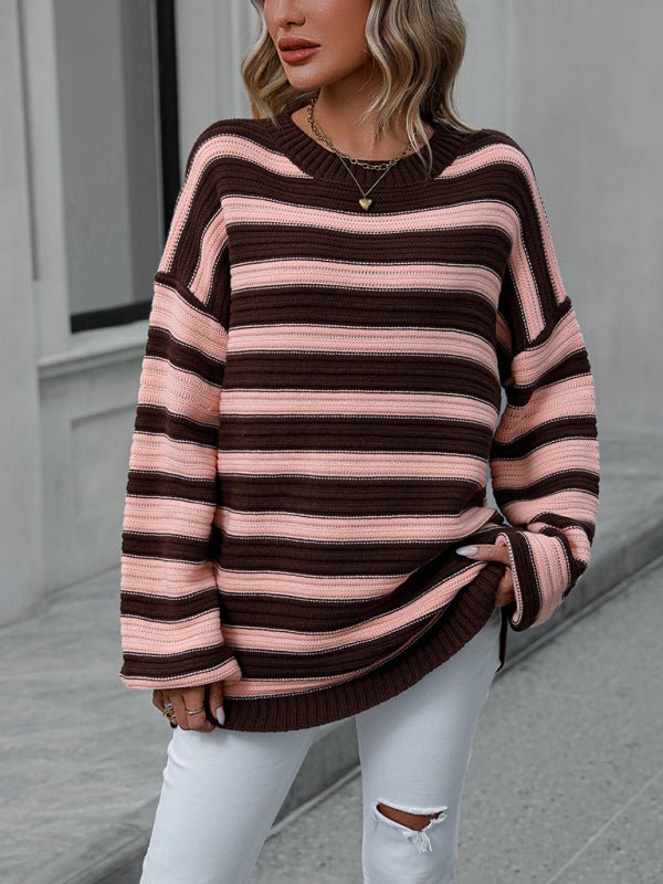 Tatiana - Elegante maglione caldo a righe con vestibilità ampia