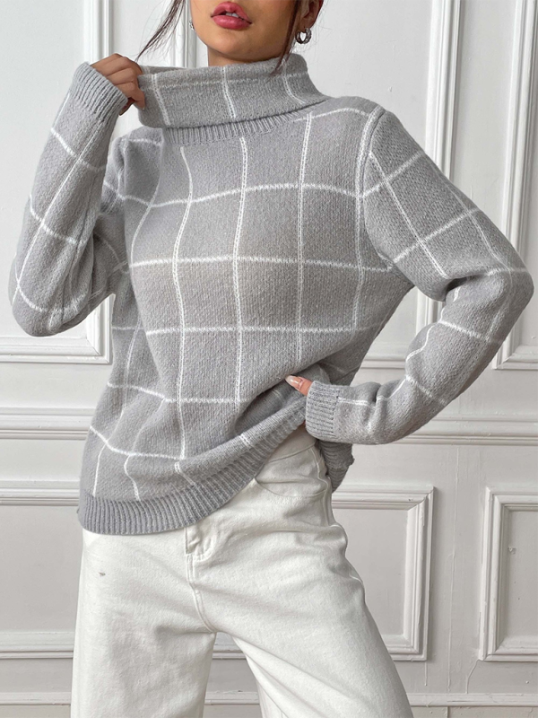 Zahava - Maglione a Collo Alto a Quadri Elegante e Caldo