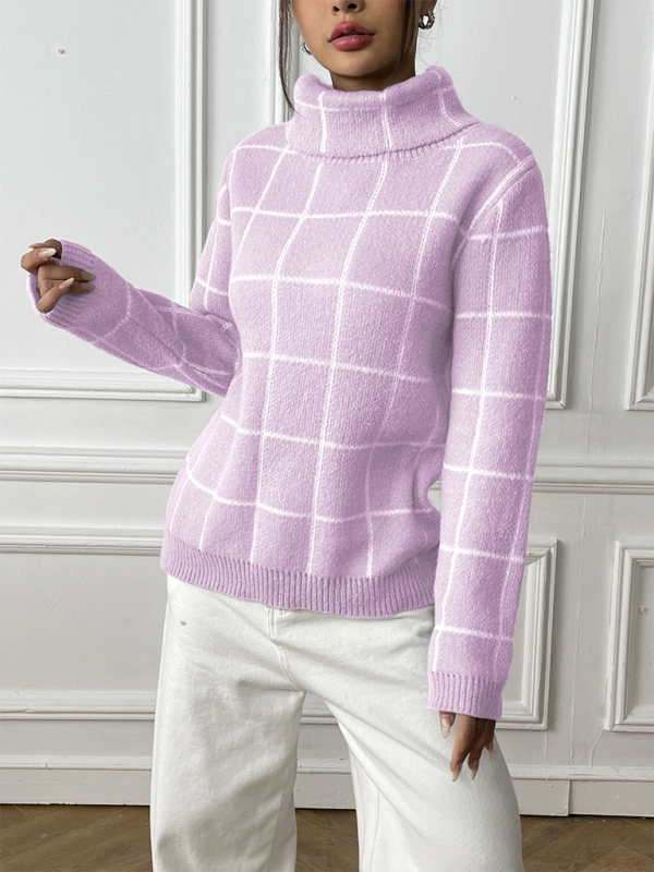 Zahava - Maglione a Collo Alto a Quadri Elegante e Caldo