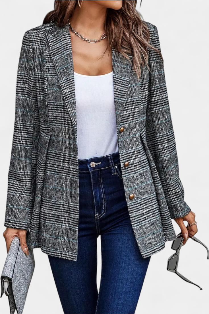 Kalani - Blazer elegante e versatile con peplum e plaid