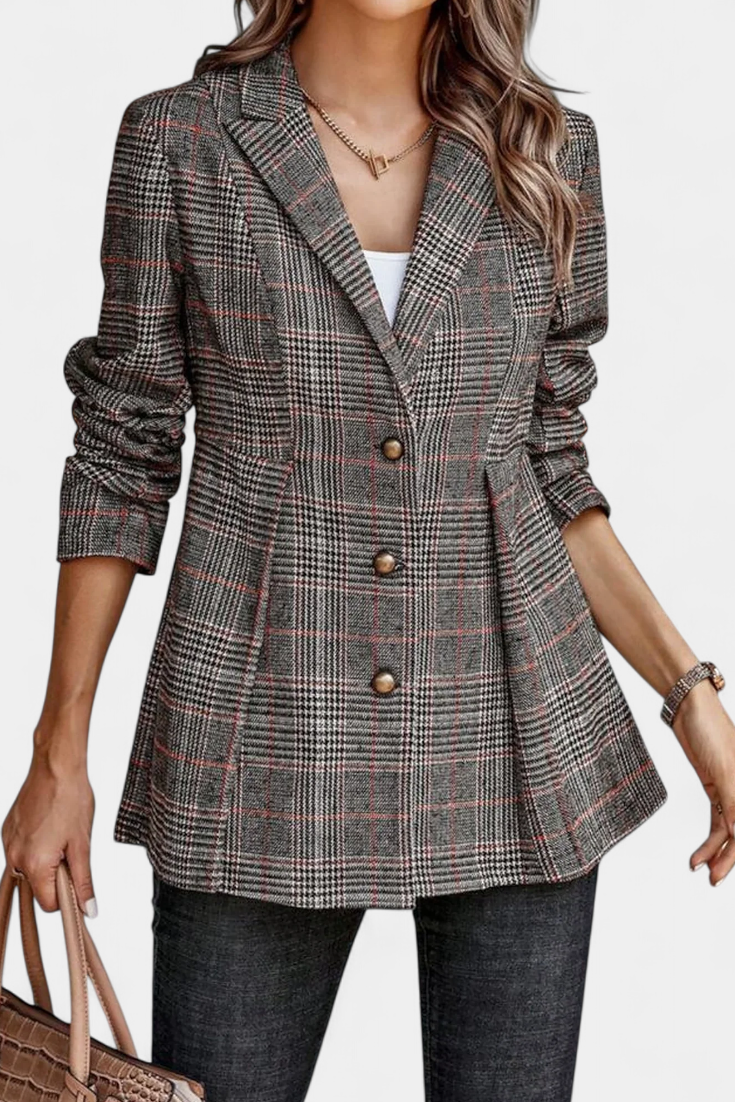 Kalani - Blazer elegante e versatile con peplum e plaid