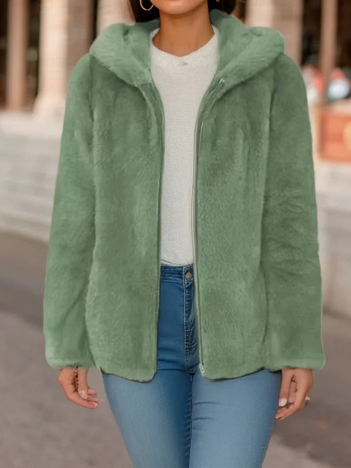 Precious - Elegante giacca in pile con zip e cappuccio