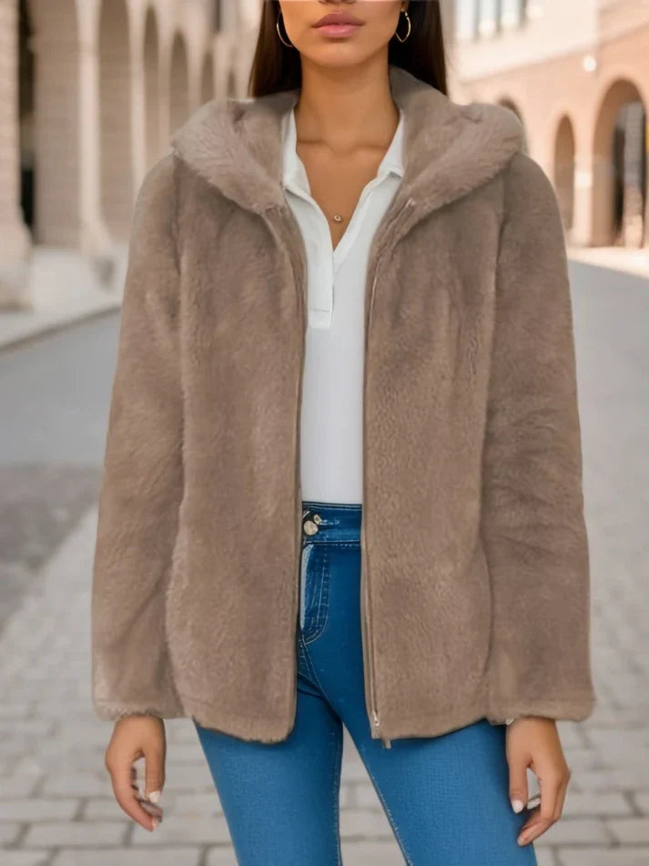 Precious - Elegante giacca in pile con zip e cappuccio