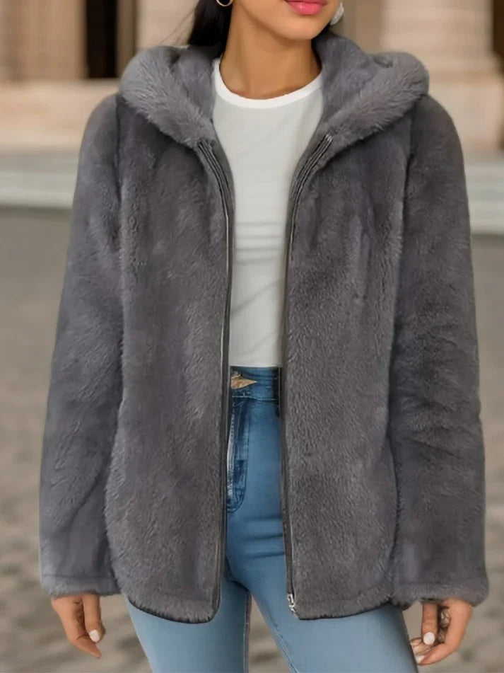 Precious - Elegante giacca in pile con zip e cappuccio