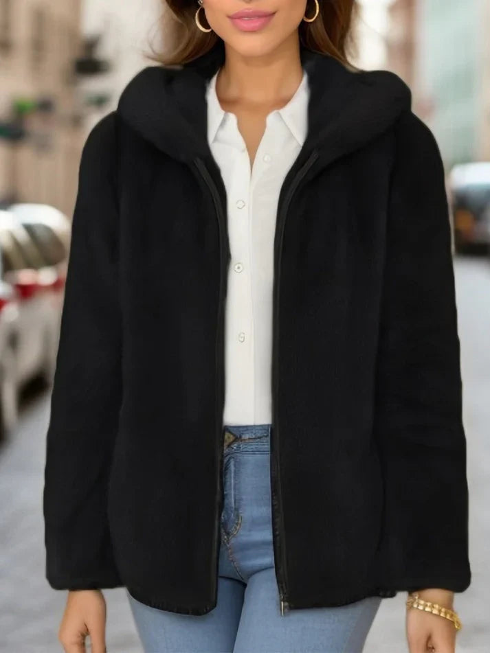 Precious - Elegante giacca in pile con zip e cappuccio