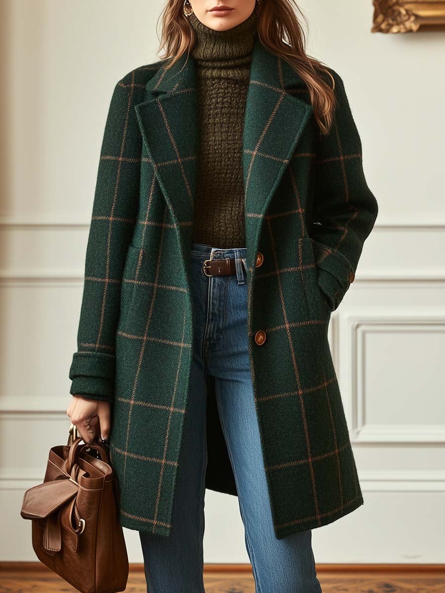 Cappotto Classico da Donna in Lana a Quadri