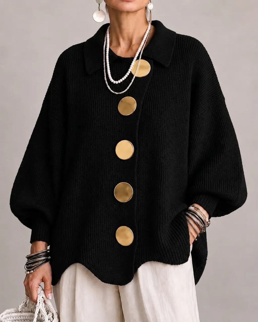 Cardigan Oversize da Donna con Colletto e Bottoni