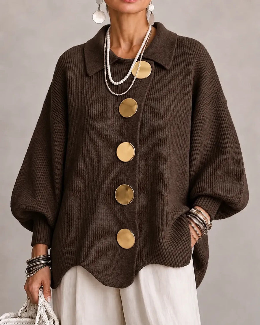 Cardigan Oversize da Donna con Colletto e Bottoni