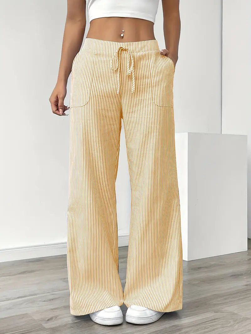 Pantaloni Palazzo a Righe in Lino da Donna