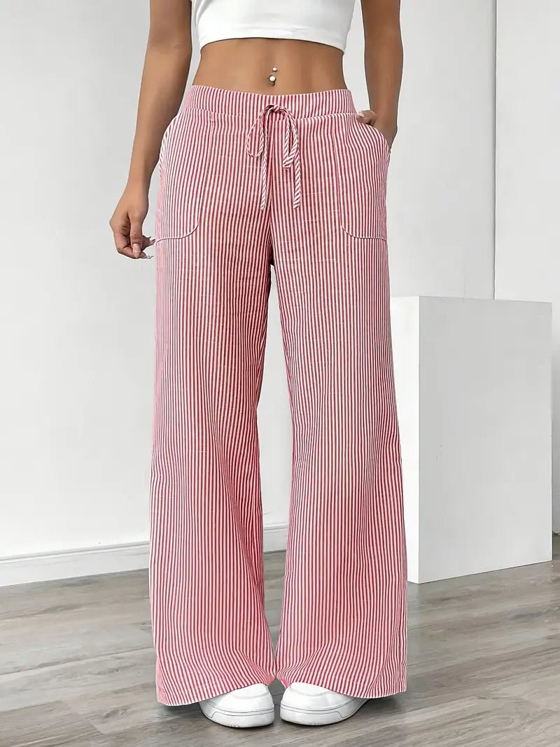 Pantaloni Palazzo a Righe in Lino da Donna