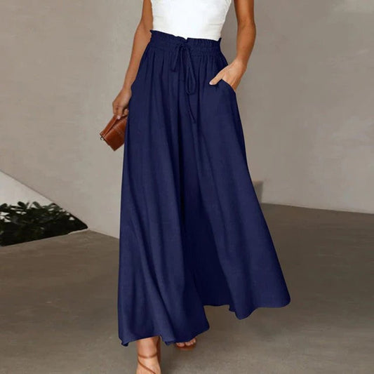 Pantaloni in Lino a Vita Alta da Donna