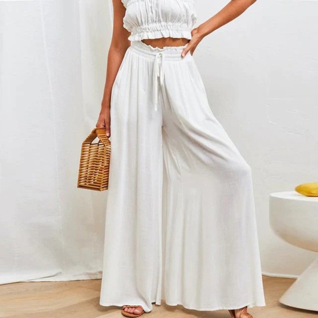Pantaloni in Lino a Vita Alta da Donna