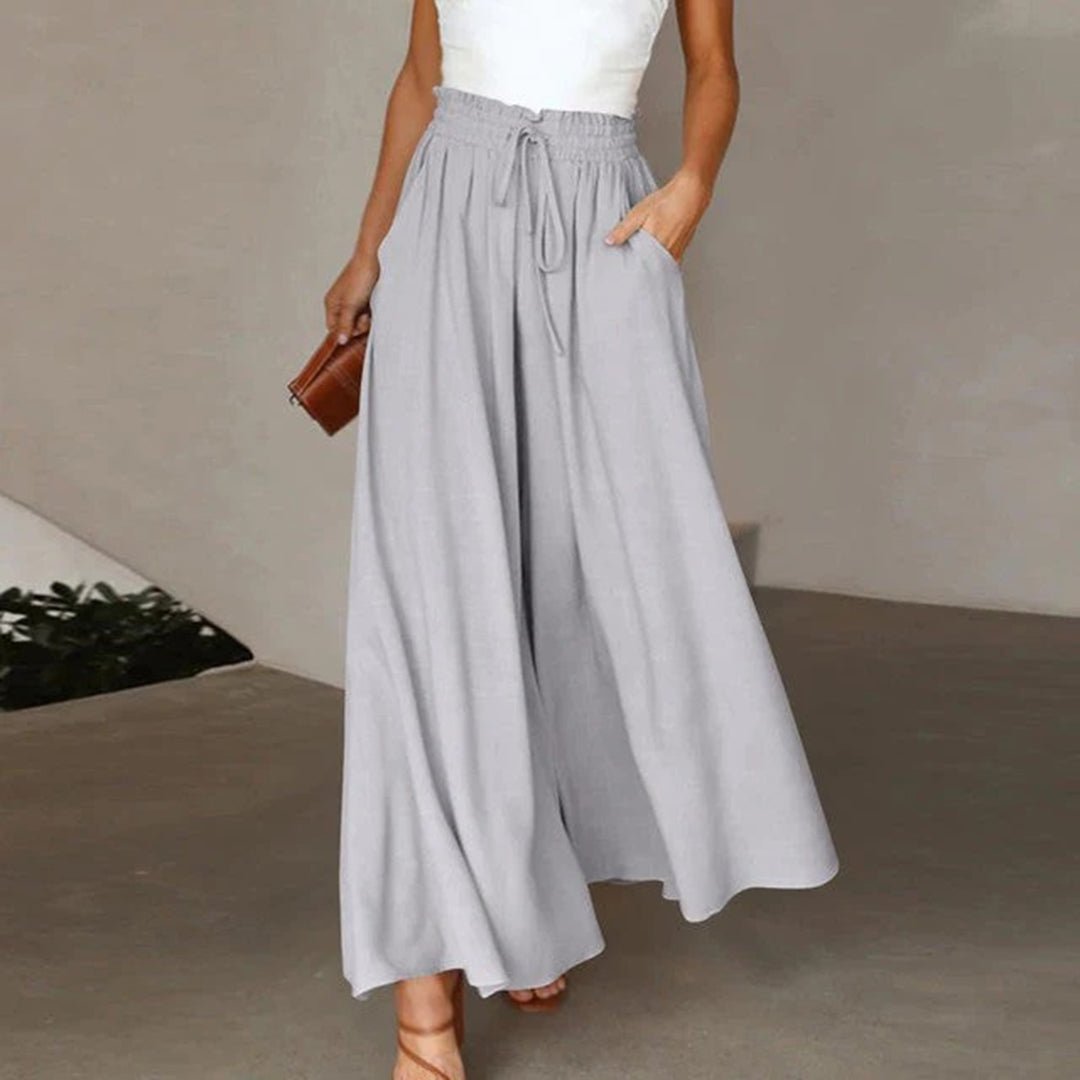 Pantaloni in Lino a Vita Alta da Donna