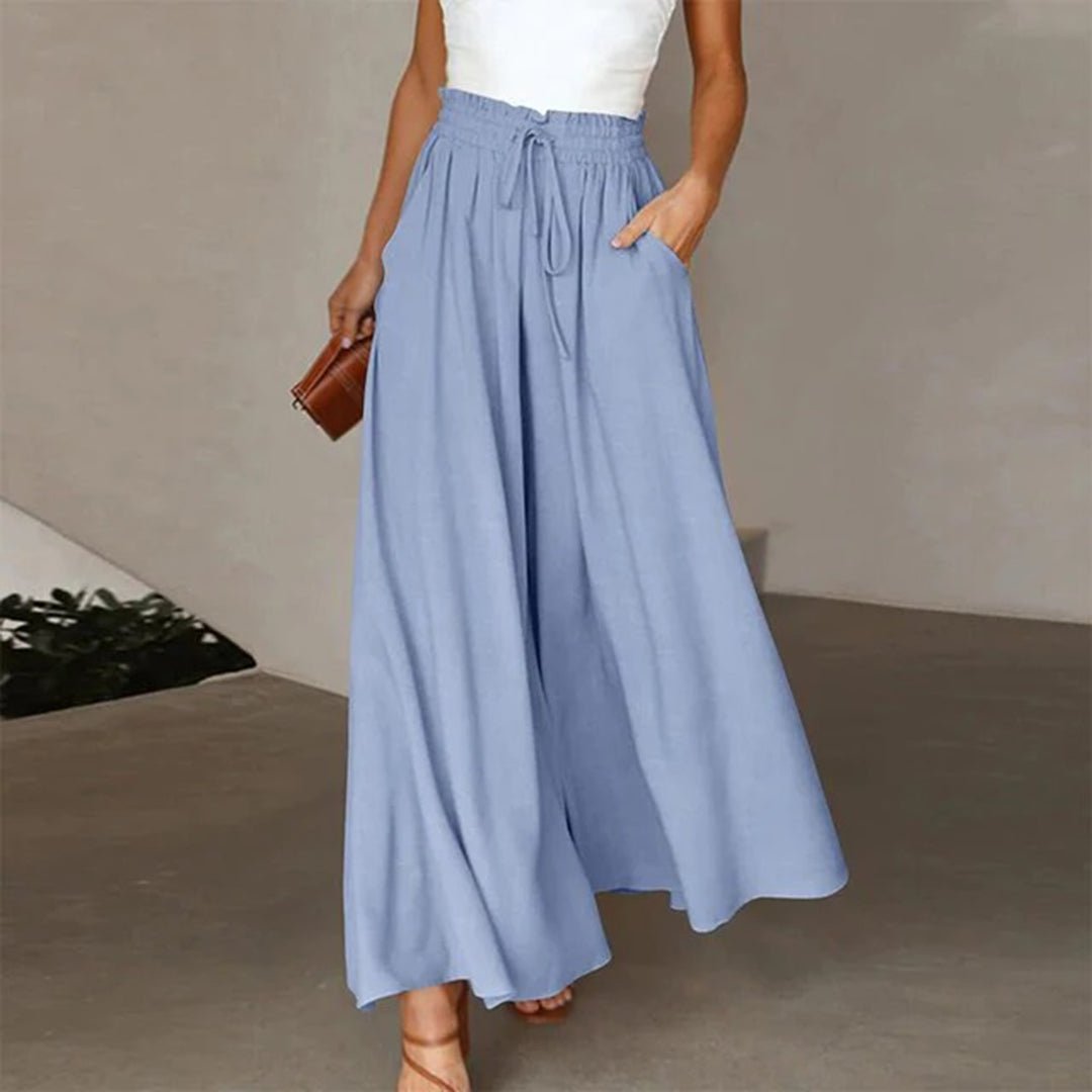 Pantaloni in Lino a Vita Alta da Donna