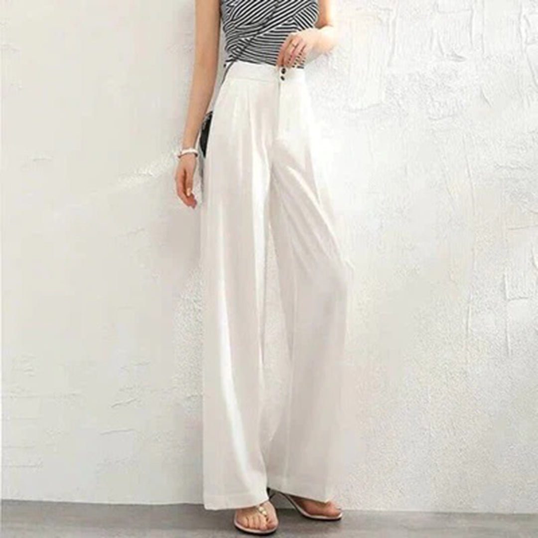 Pantaloni in Lino a Gamba Larga da Donna