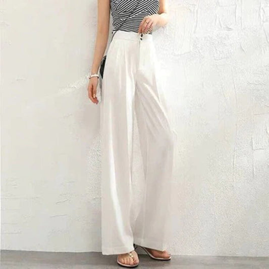 Pantaloni in Lino a Gamba Larga da Donna