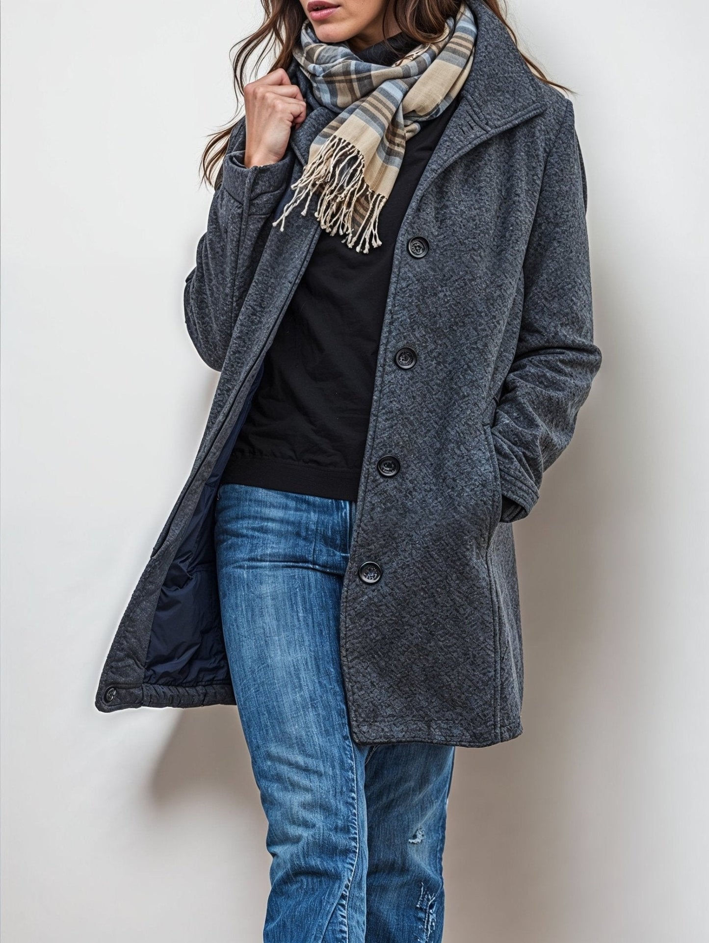 Yakira - Cappotto lungo caldo elegante con bottoni