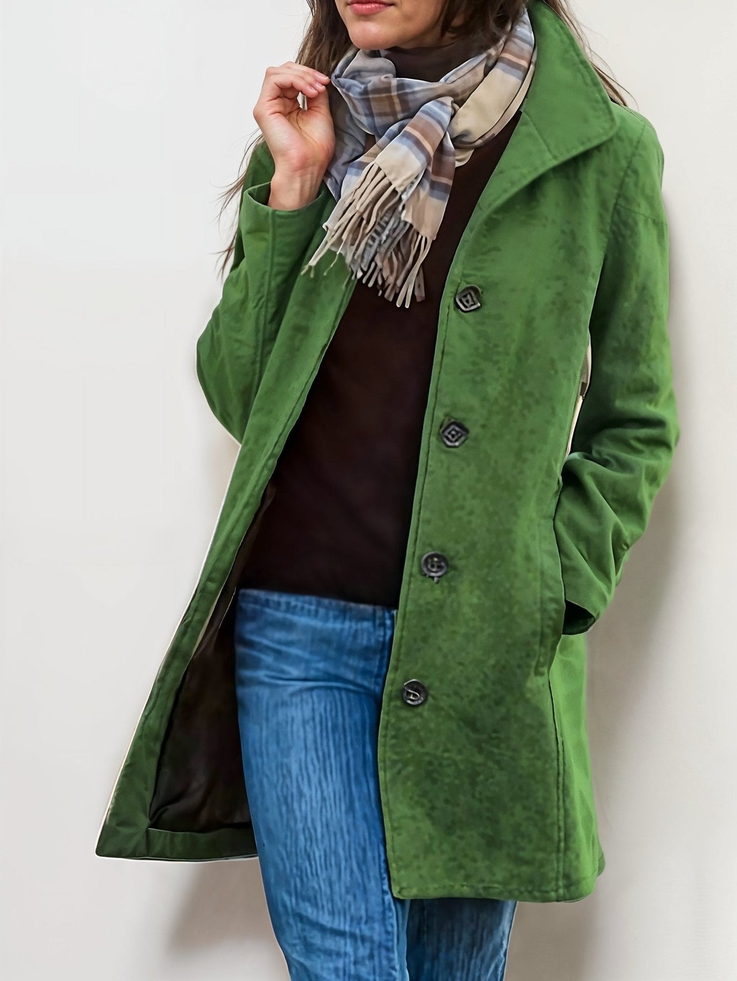Yakira - Cappotto lungo caldo elegante con bottoni