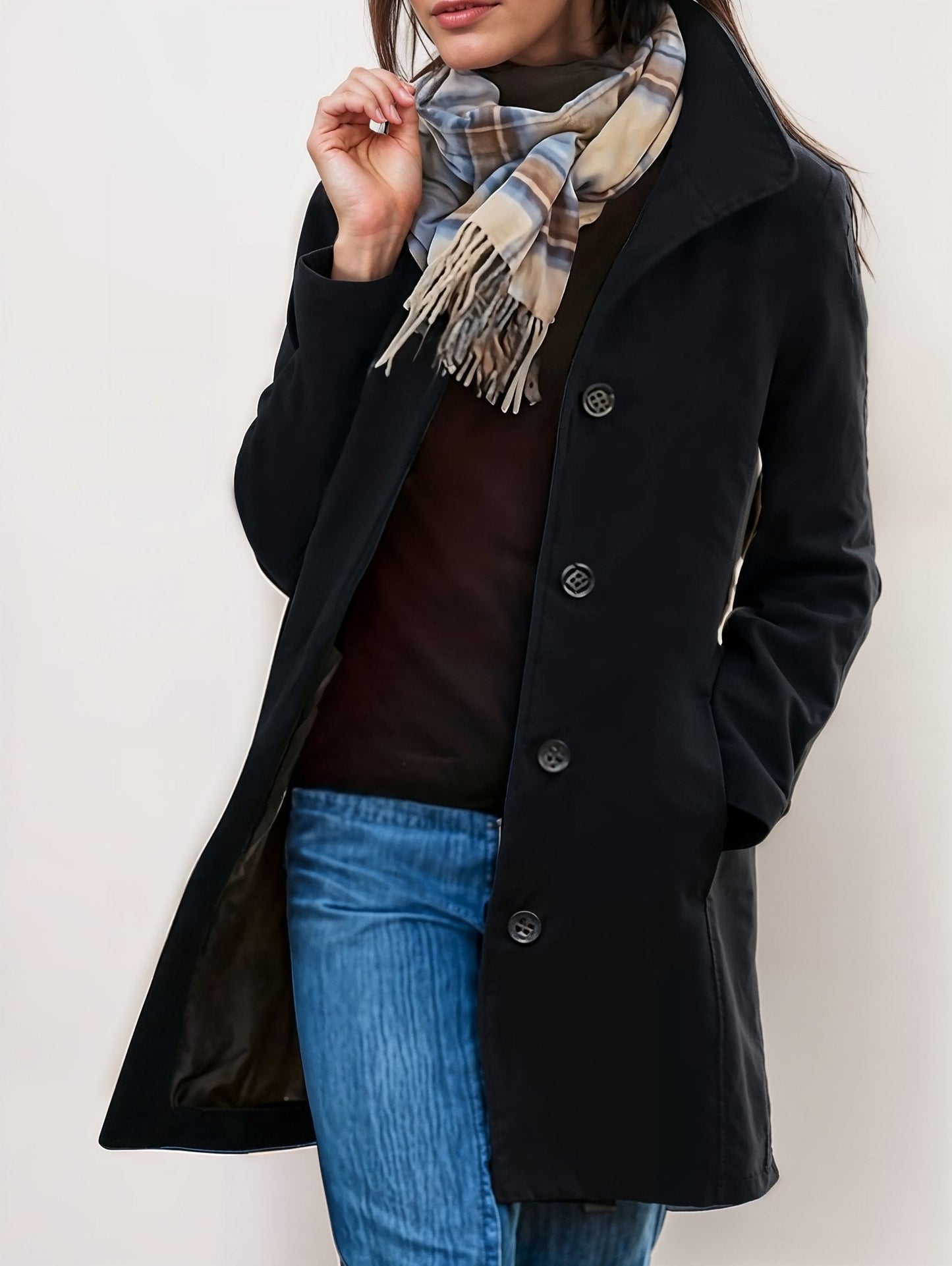 Yakira - Cappotto lungo caldo elegante con bottoni