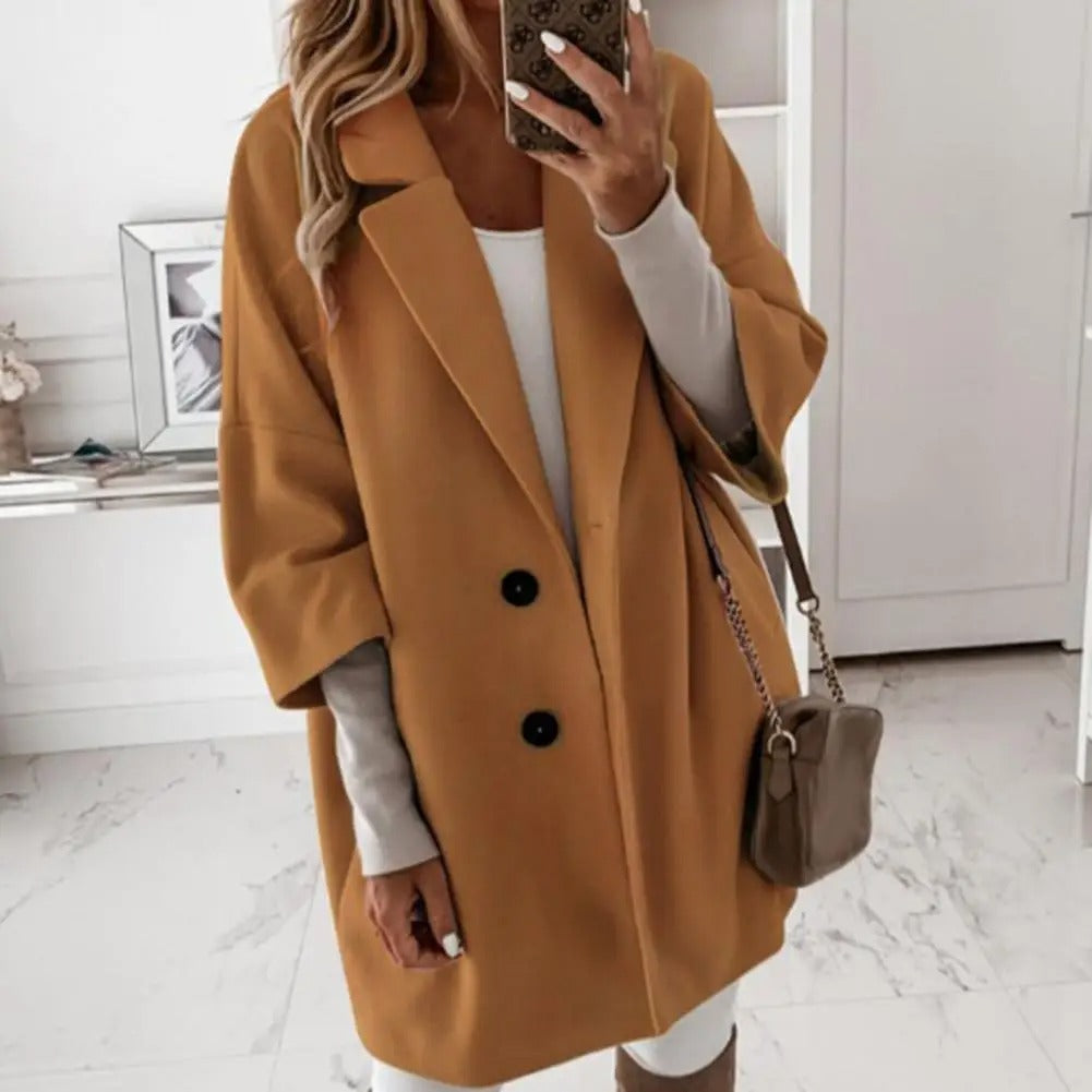 Viola - Elegante cappotto ampio a maniche tre quarti