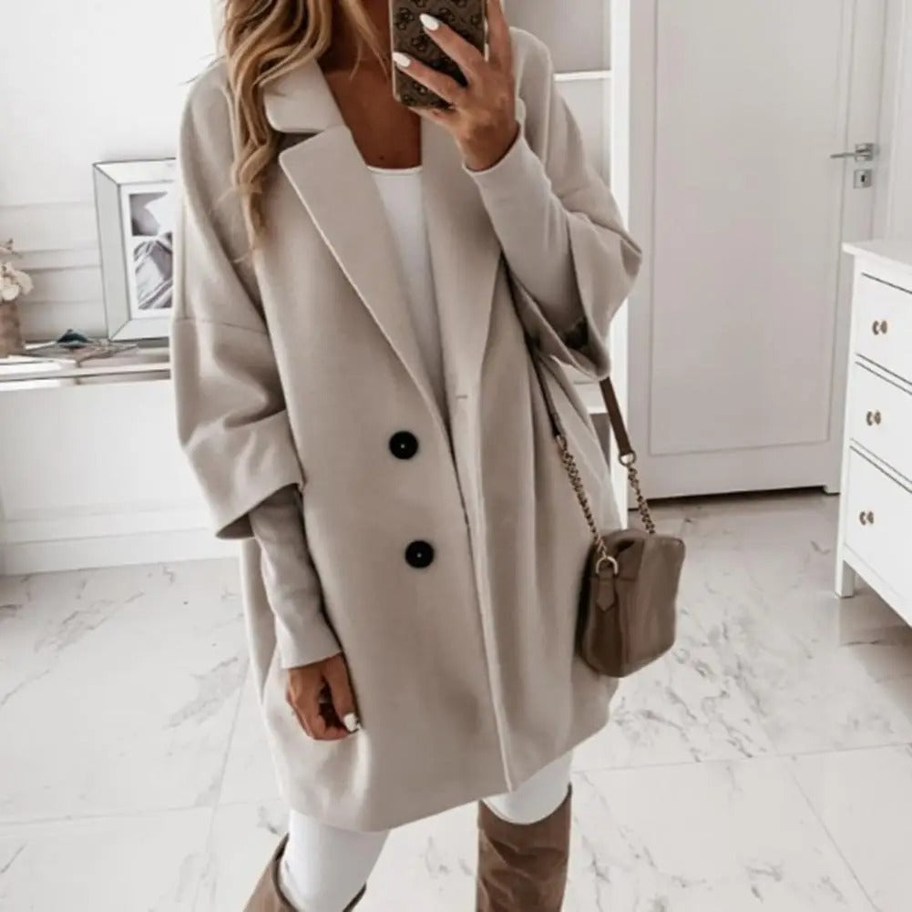 Viola - Elegante cappotto ampio a maniche tre quarti