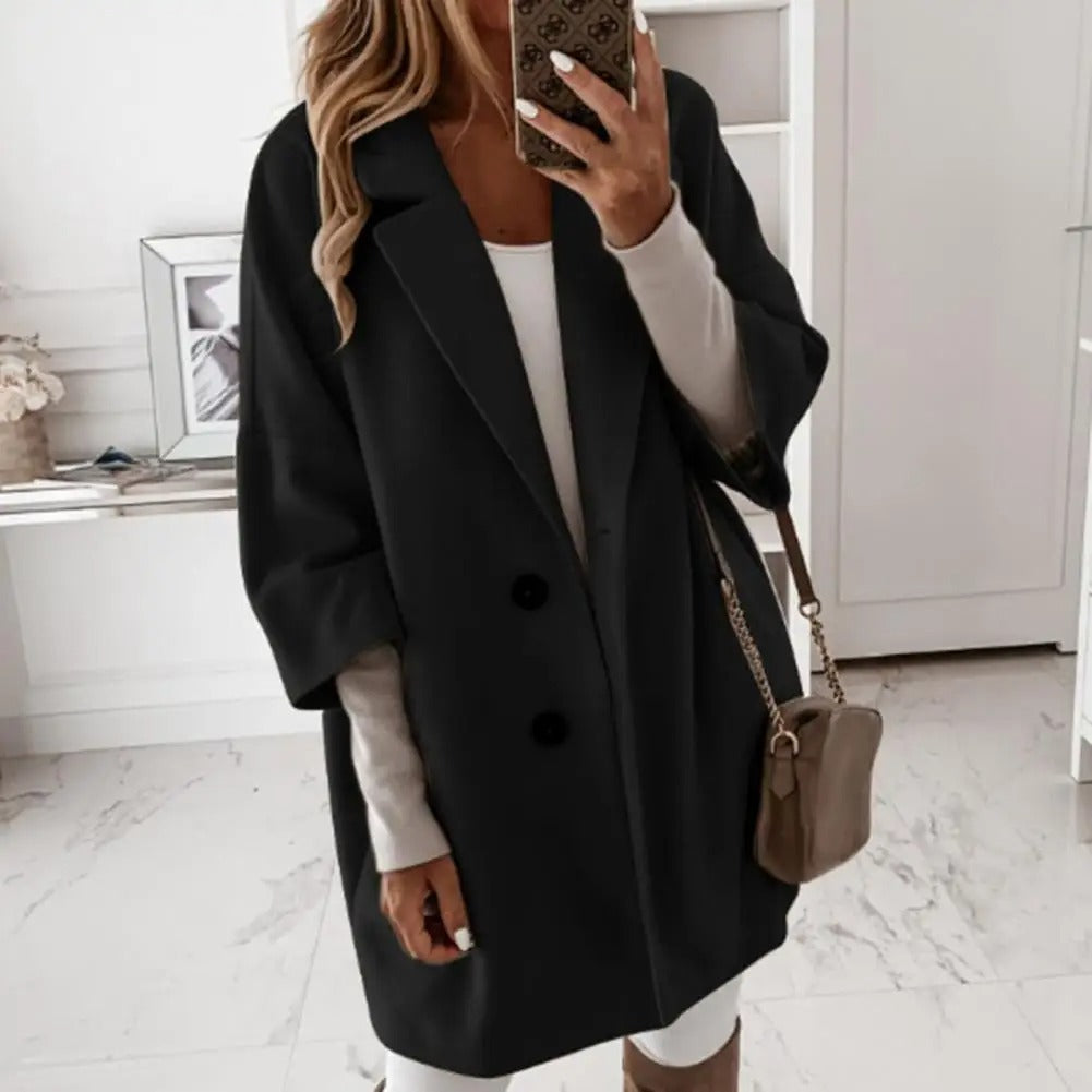 Viola - Elegante cappotto ampio a maniche tre quarti