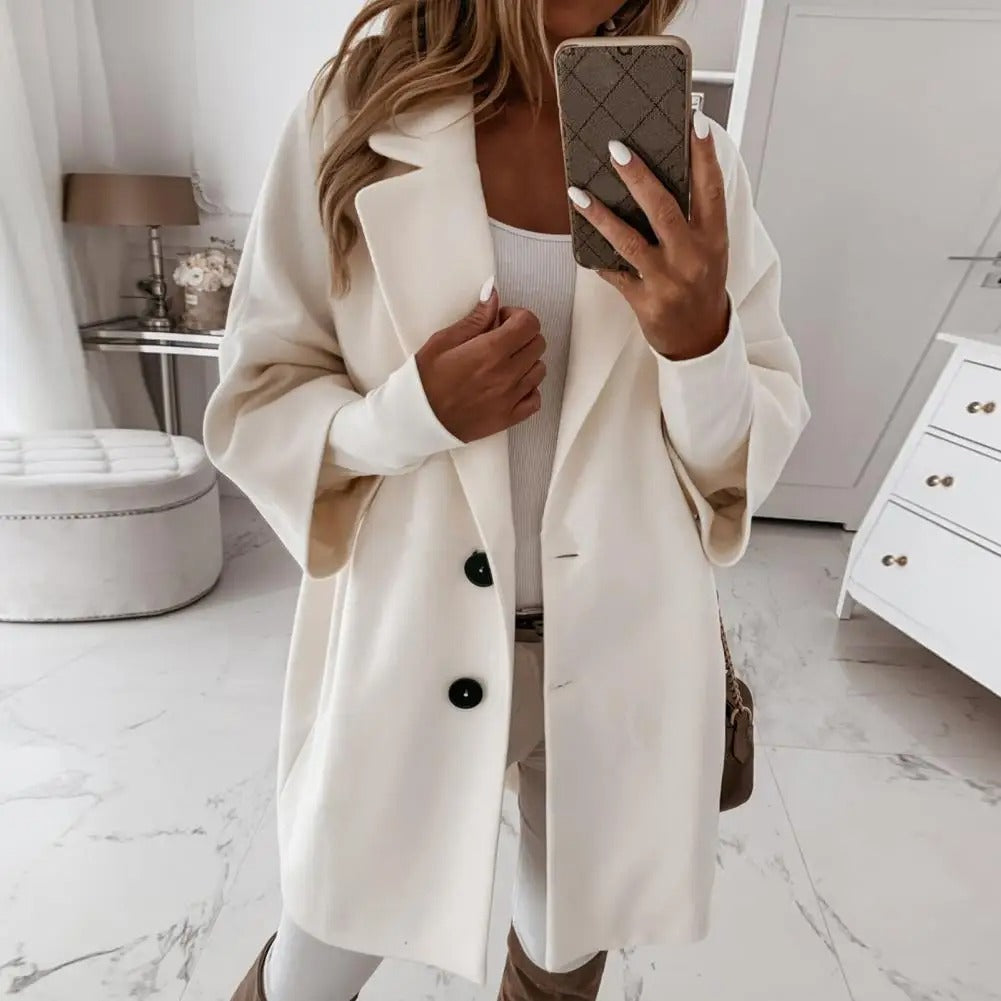 Viola - Elegante cappotto ampio a maniche tre quarti