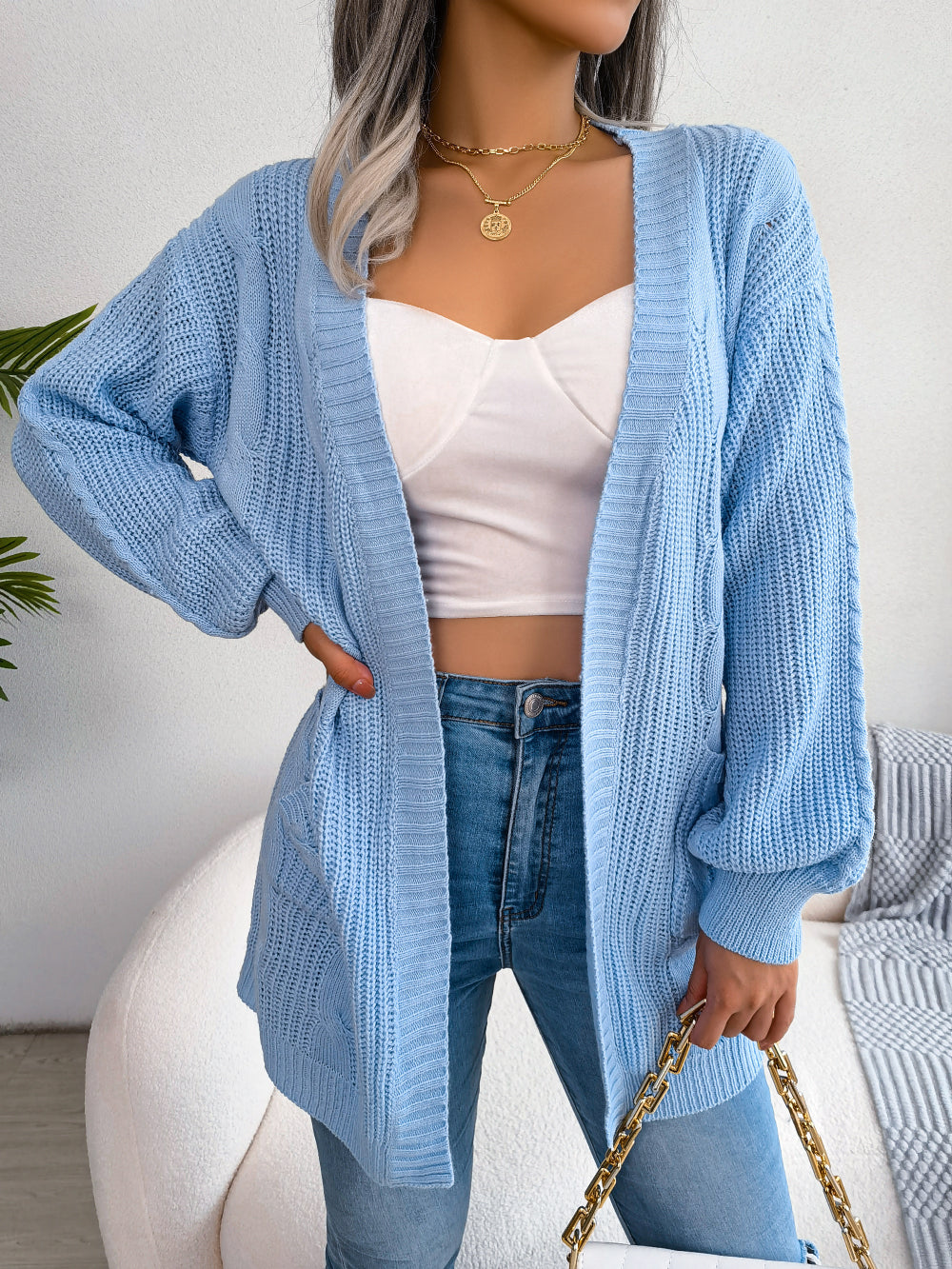 Regine - Cardigan casual a maglia larga