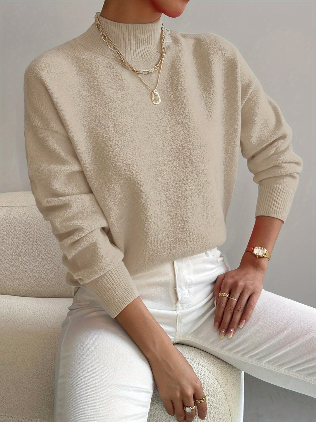 Heralyn - Maglione classico ed elegante a collo alto