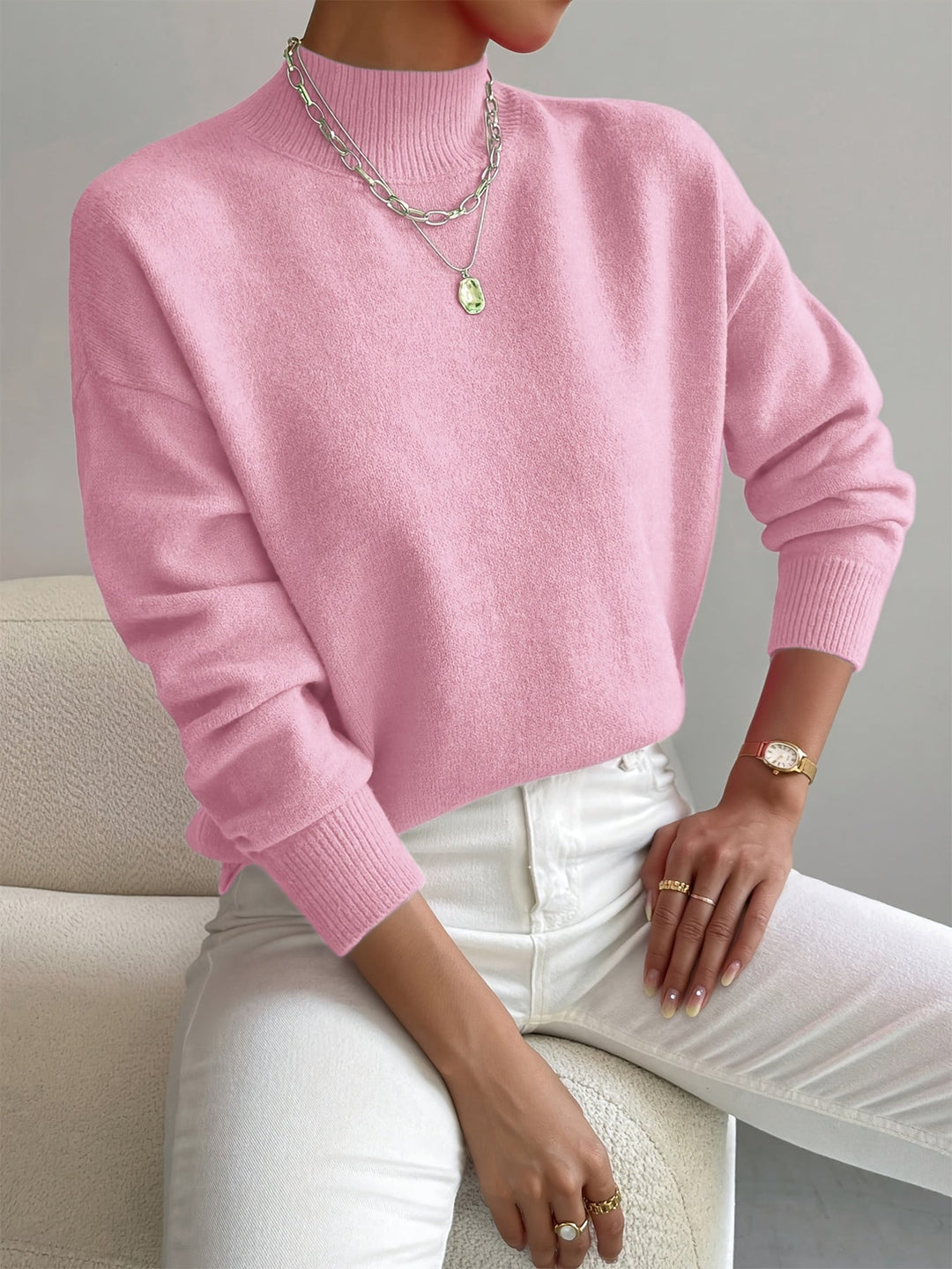 Heralyn - Maglione classico ed elegante a collo alto