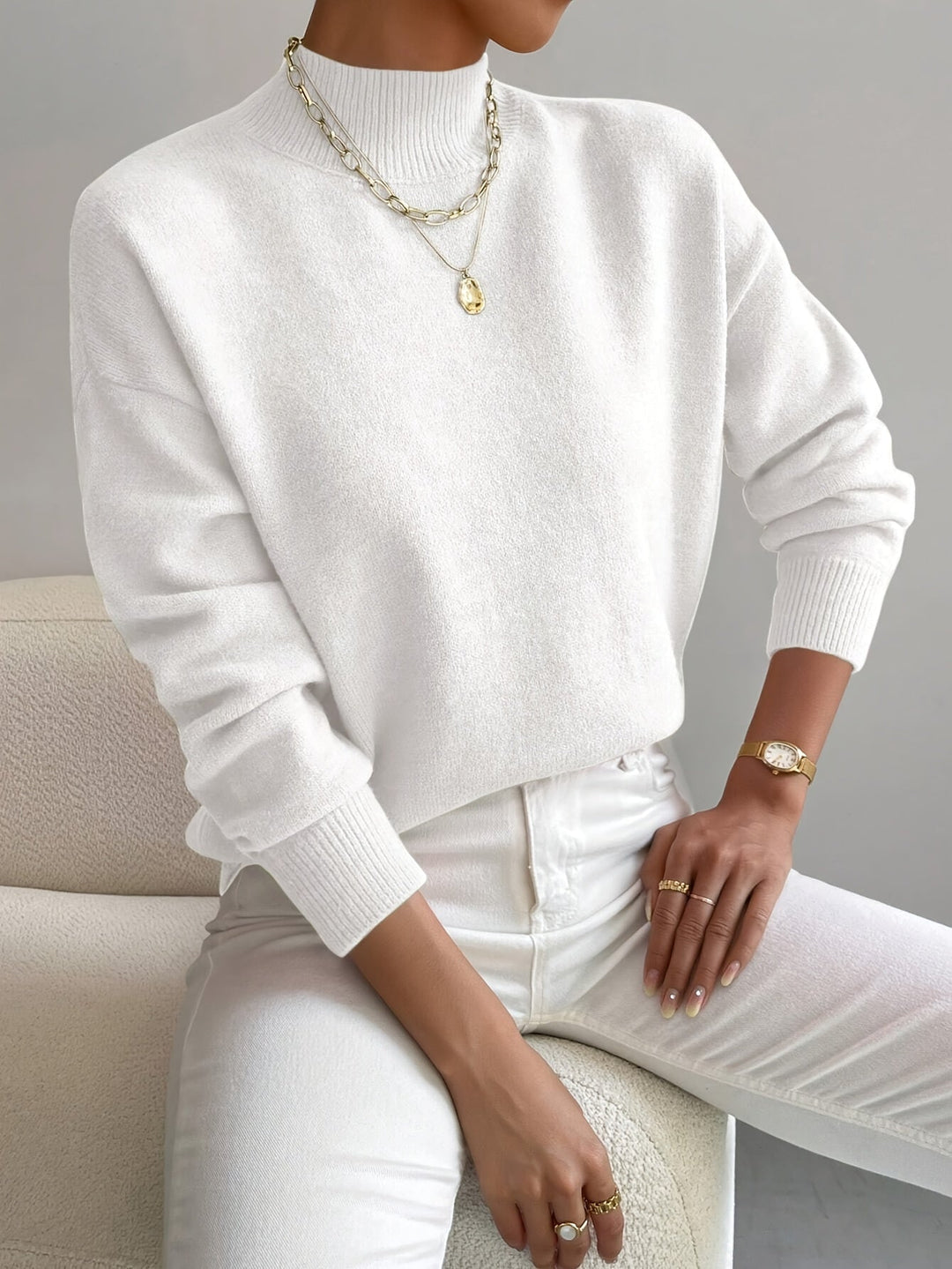 Heralyn - Maglione classico ed elegante a collo alto