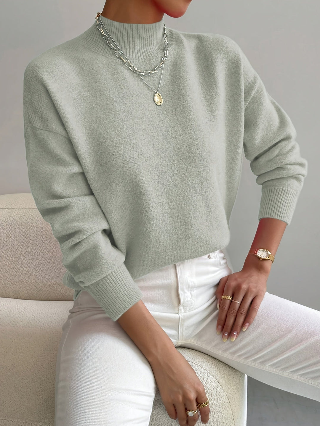 Heralyn - Maglione classico ed elegante a collo alto