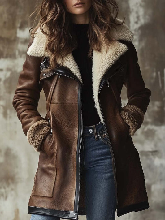 Cappotto Aviatore Lungo da Donna con Chiusura a Zip