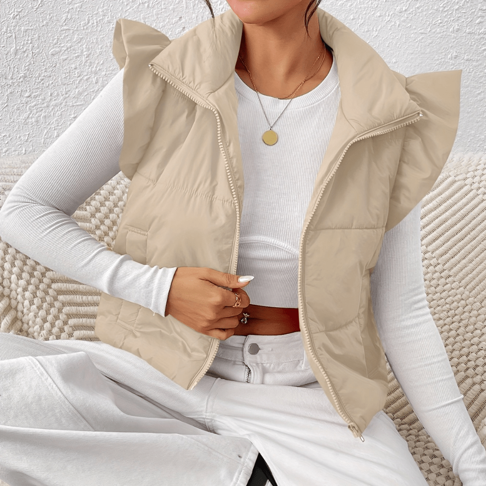 Sammey - Gilet imbottito con volant e zip