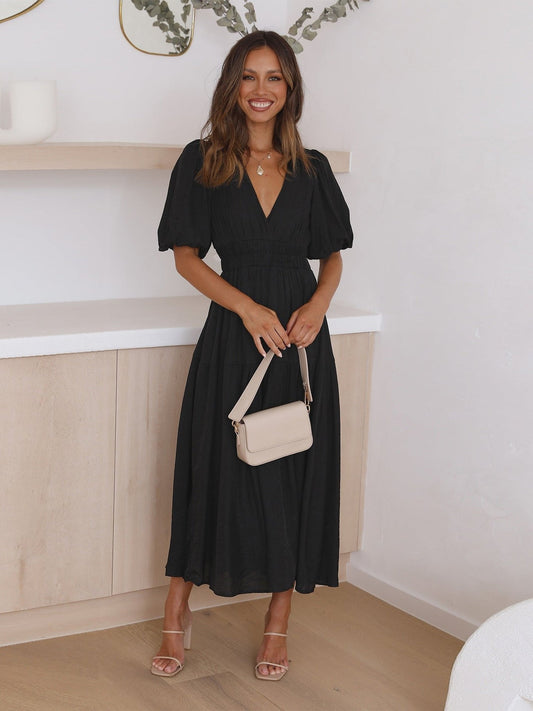 Abito Midi da Donna con Vita Arricciata