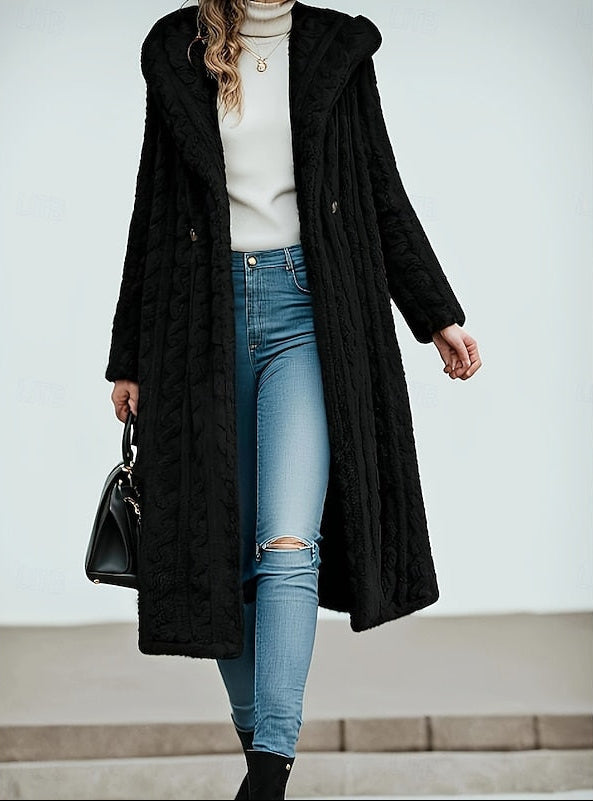 Cappotto Teddy Lungo da Donna con Cappuccio