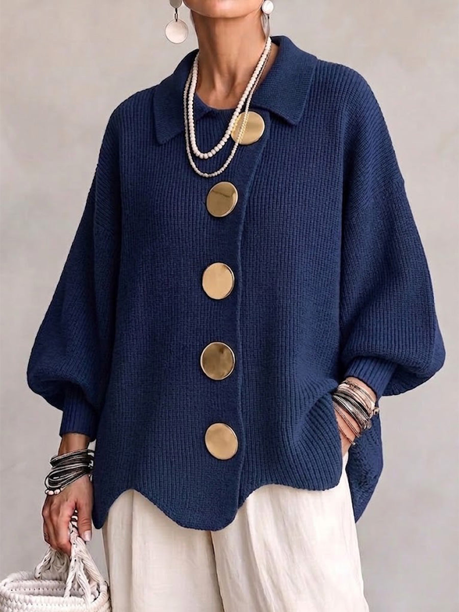 Cardigan Oversize da Donna con Colletto e Bottoni