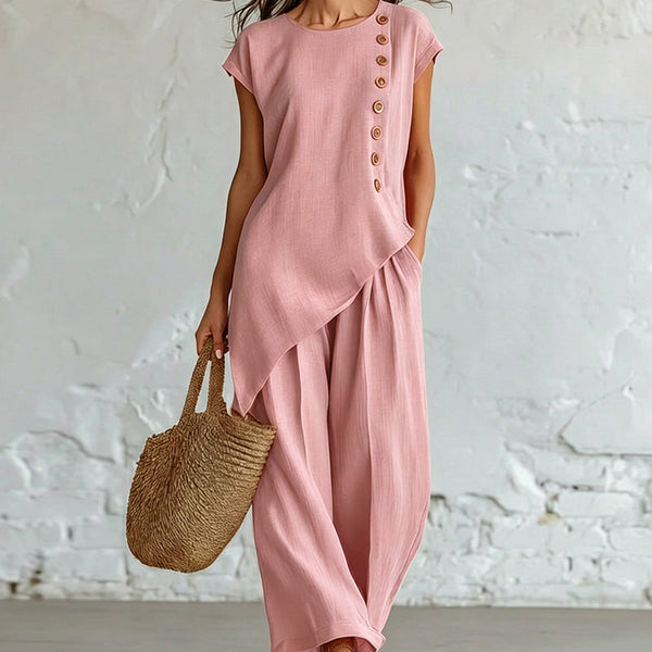 Completo Asimmetrico da Donna con Pantaloni a Gamba Ampia
