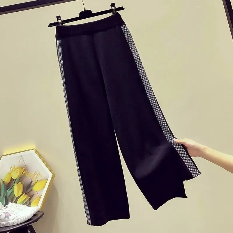 Adelia - Pantaloni a gamba larga con vita alta