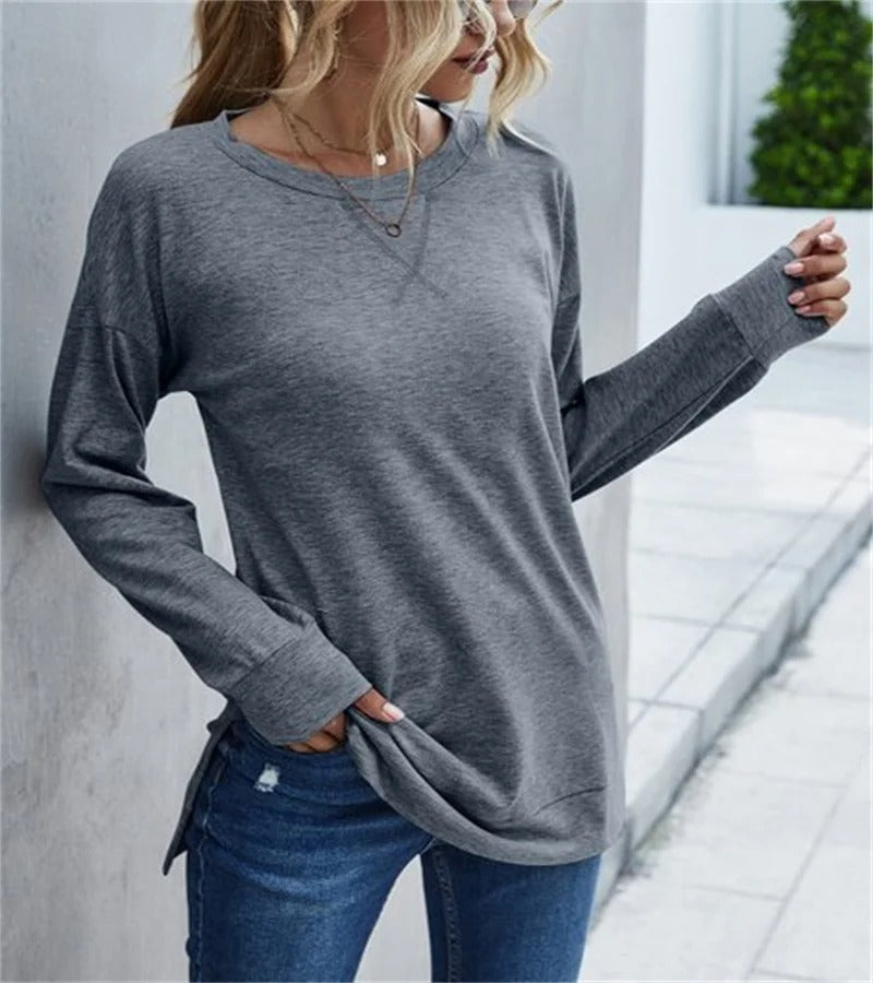 Viola - Camicia a maniche lunghe con scollo rotondo