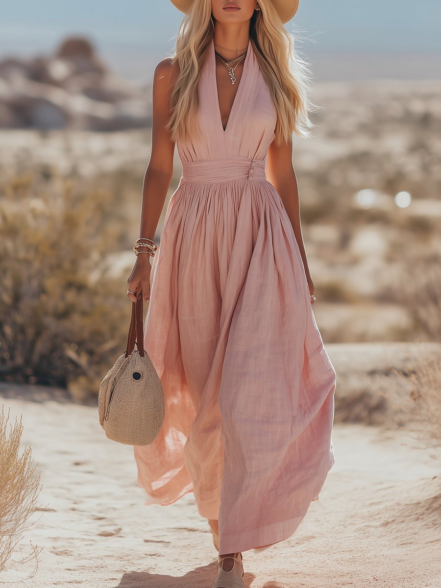 Abito Halter in Cotone e Lino da Donna
