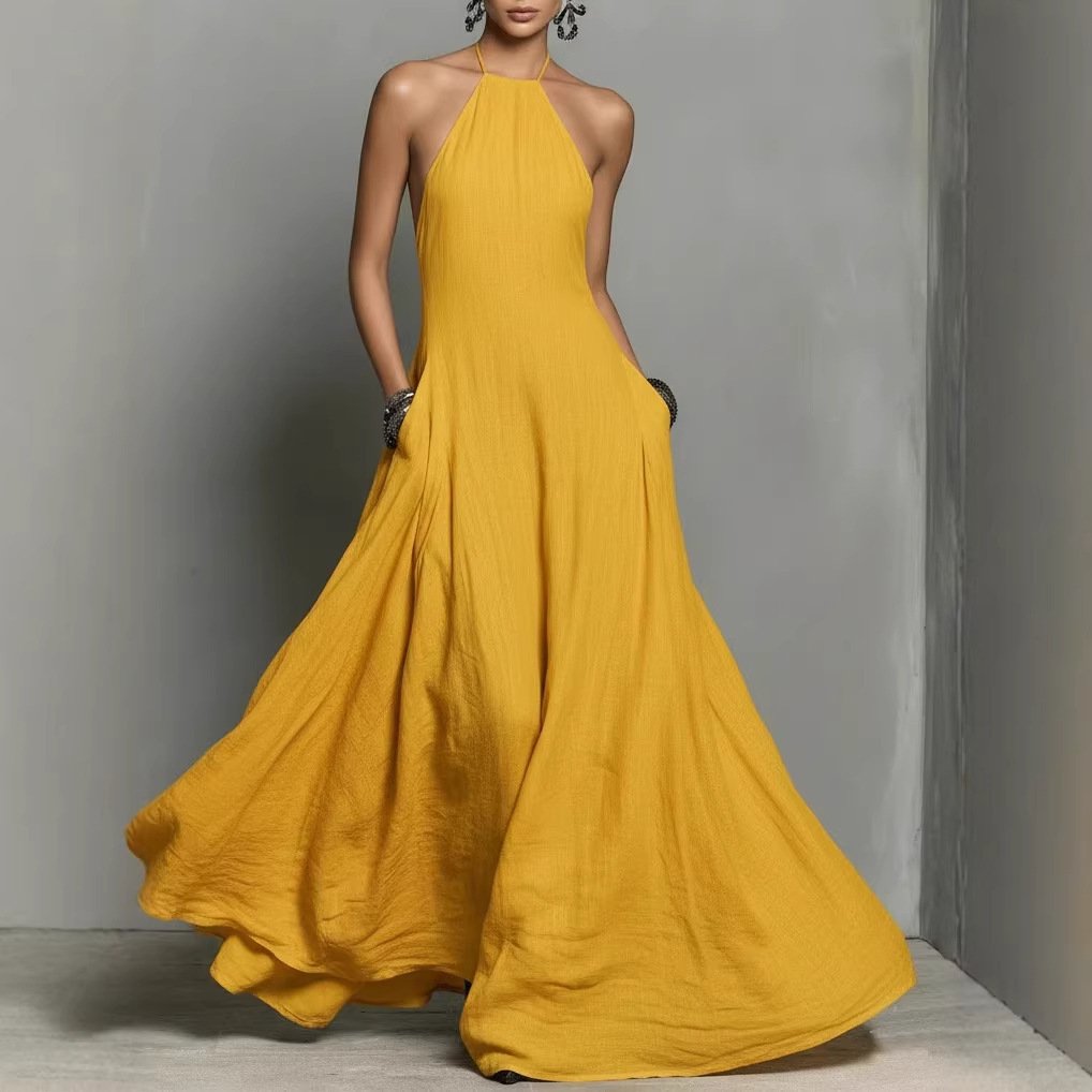 Abito Maxi con Collo Halter da Donna