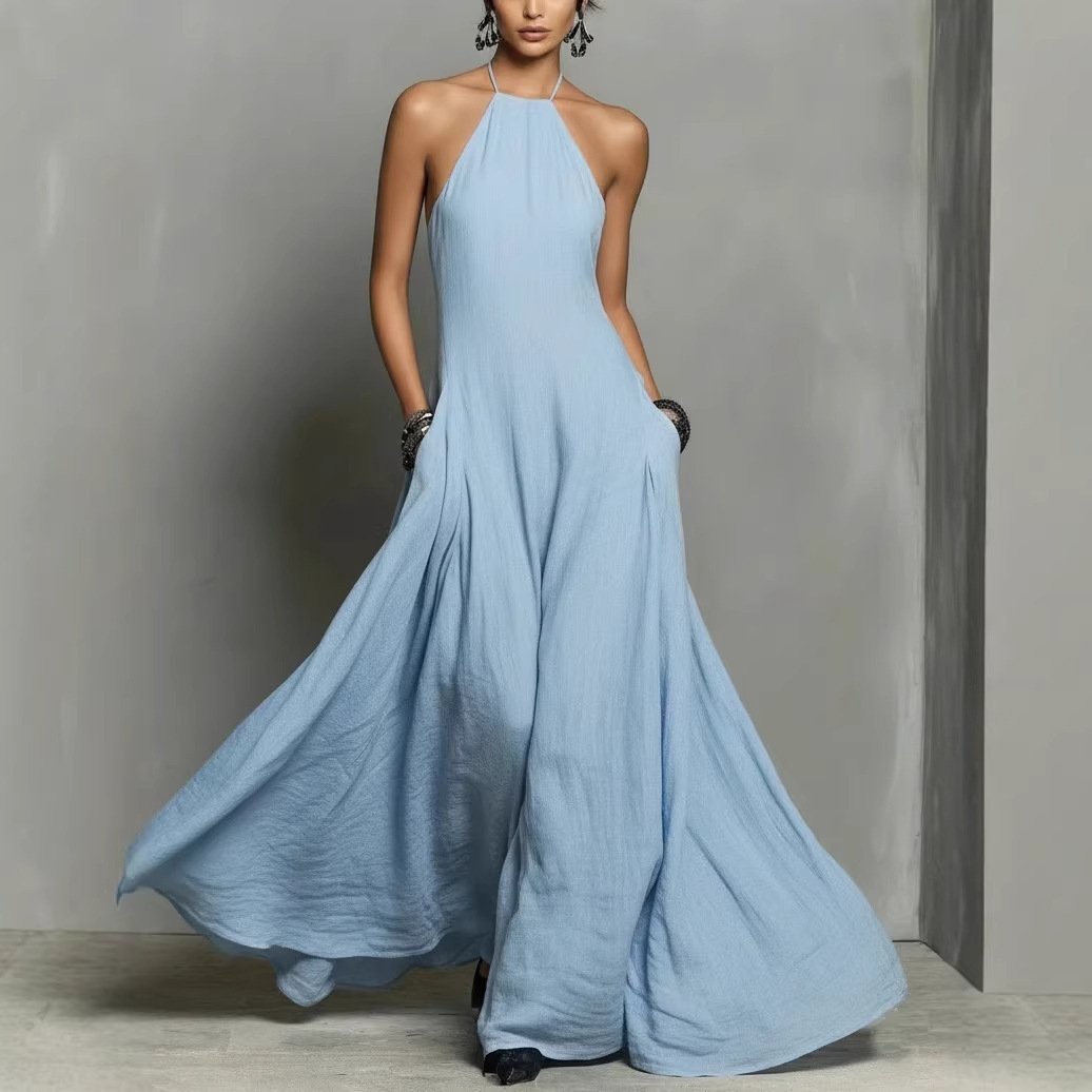 Abito Maxi con Collo Halter da Donna