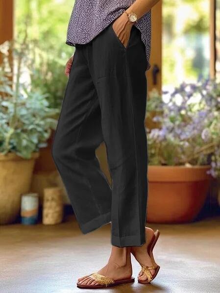Pantaloni Capri Affusolati in Lino da Donna