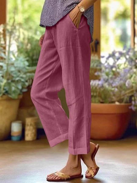 Pantaloni Capri Affusolati in Lino da Donna