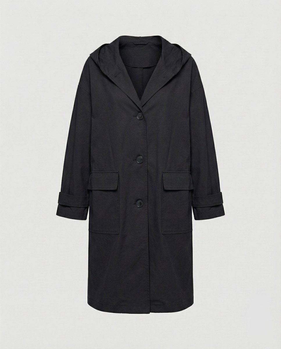 Trench lungo con cappuccio da donna